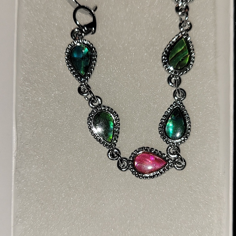 Tear Drop Link Multicolored Abalone Shell 7.5" Si… - image 2